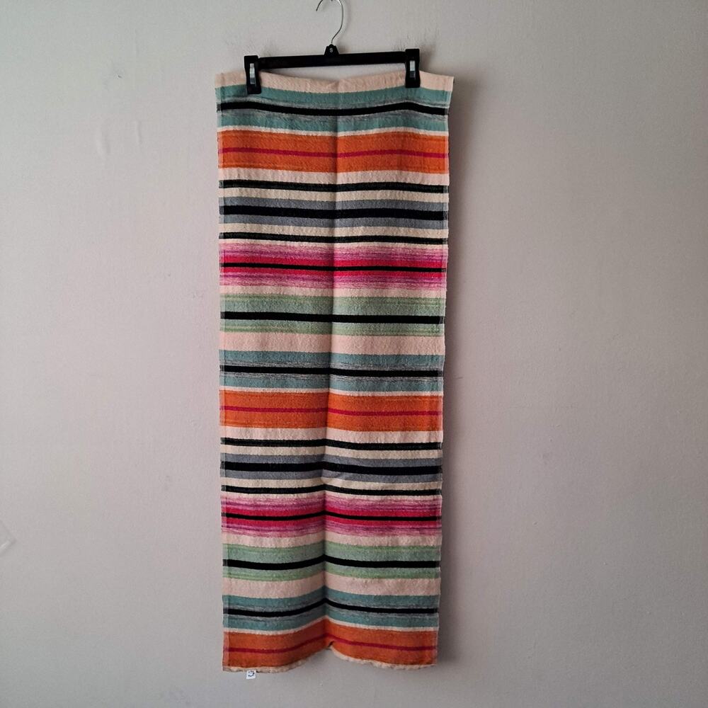 Multicolor Rainbow Striped Very Long Textured Rectangular Scarf - Size 17" X 88" - Picture 6 of 11